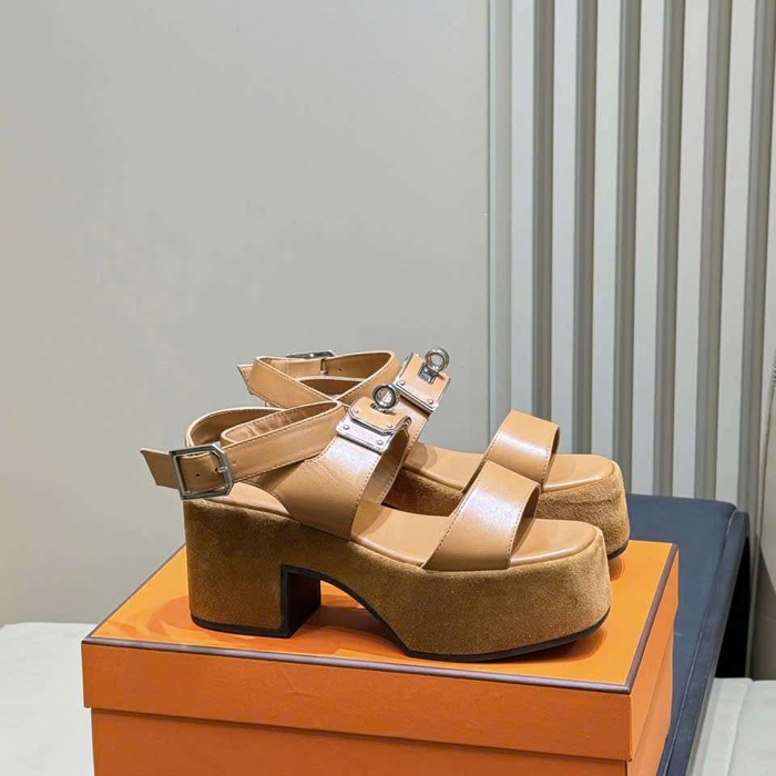 Dép Sandal Hermes Cao Gót Da Thật Dễ Phối Đồ Cho Nữ Hiện Đại