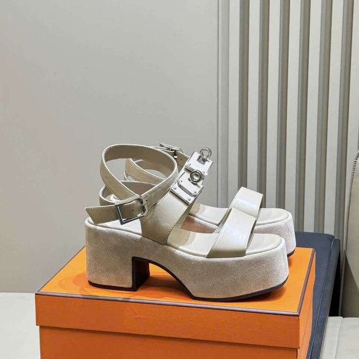 Dép Sandal Hermes Cao Gót Da Thật Dễ Phối Đồ Cho Nữ Hiện Đại