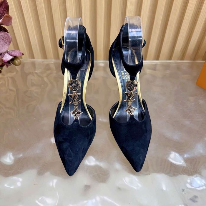 Giày Cao Gót Louis Vuitton Mũi Nhọn Da Lộn Like Auth Thanh Lịch