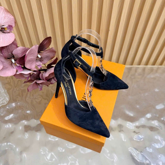 Giày Cao Gót Louis Vuitton Mũi Nhọn Da Lộn Like Auth Thanh Lịch
