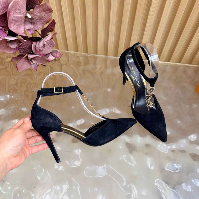 Giày Cao Gót Louis Vuitton Mũi Nhọn Da Lộn Like Auth Thanh Lịch