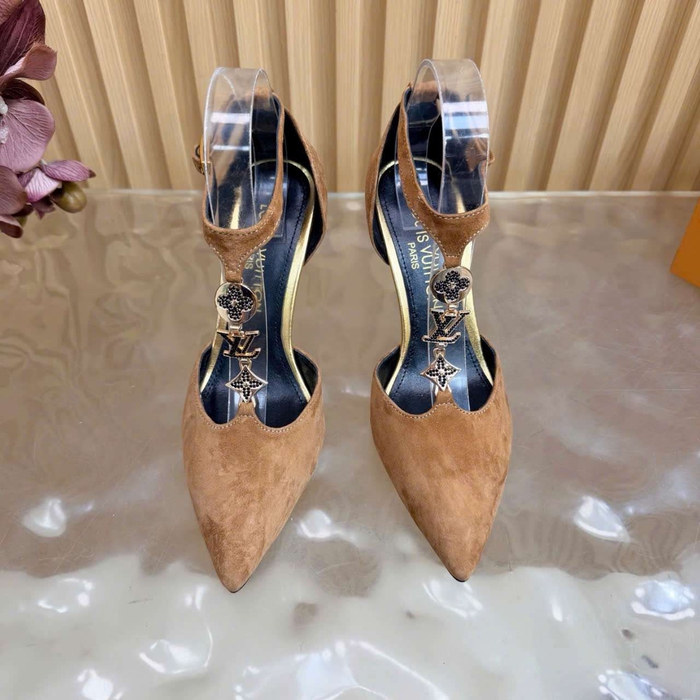Giày Cao Gót Louis Vuitton Mũi Nhọn Da Lộn Like Auth Thanh Lịch