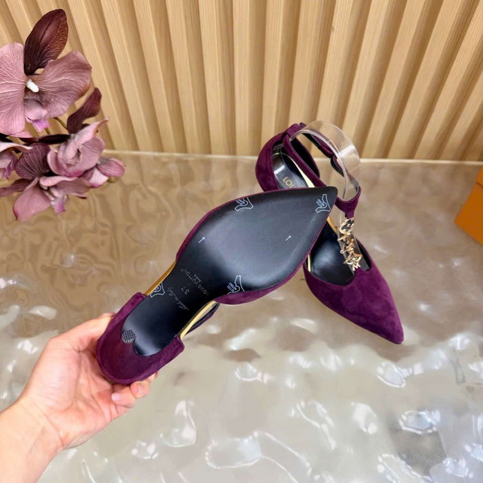 Giày Cao Gót Louis Vuitton Mũi Nhọn Da Lộn Like Auth Thanh Lịch