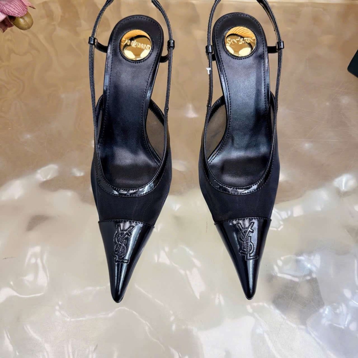 Giày Cao Gót Ysl Da Phối Lưới Luxury Thoáng Mát Khi Trời Nóng