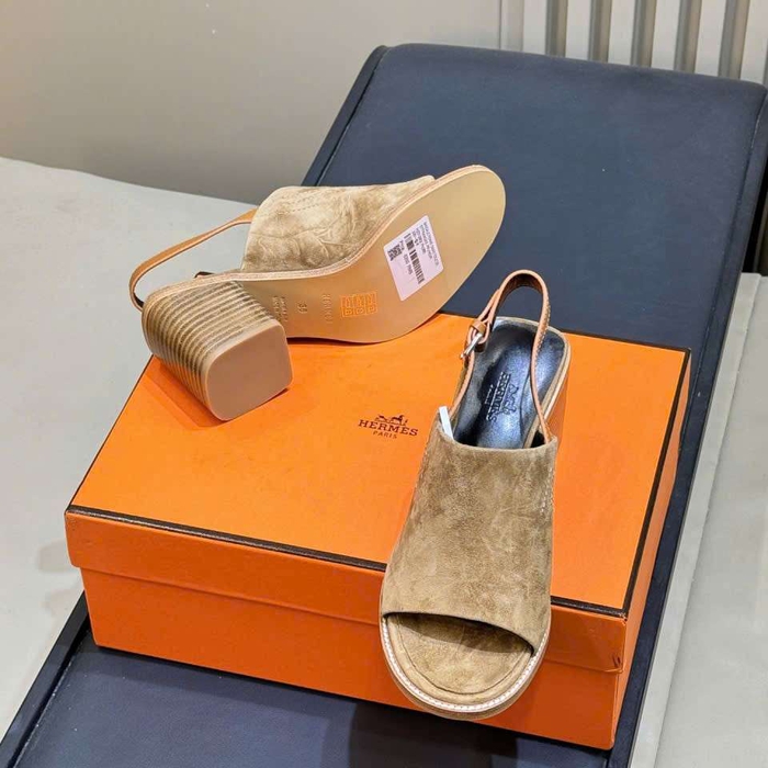 Giày Sandal Hermes Hở Mũi Da Thật Like Auth Dùng Đi Chơi Đi Tiệc