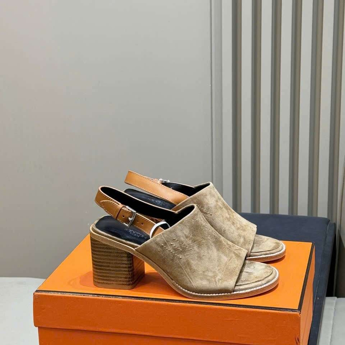 Giày Sandal Hermes Hở Mũi Da Thật Like Auth Dùng Đi Chơi Đi Tiệc