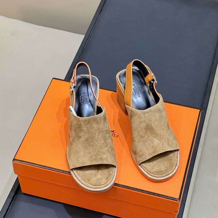 Giày Sandal Hermes Hở Mũi Da Thật Like Auth Dùng Đi Chơi Đi Tiệc