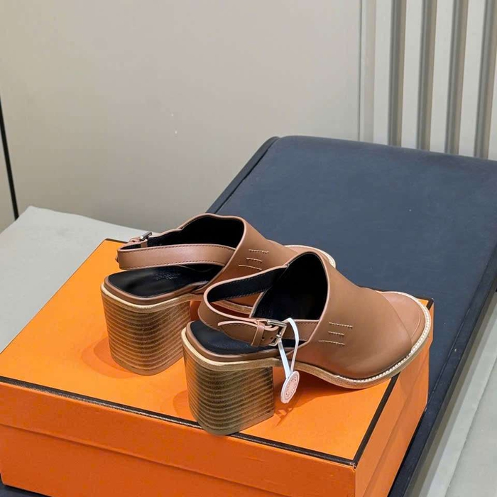 Giày Sandal Hermes Hở Mũi Da Thật Like Auth Dùng Đi Chơi Đi Tiệc