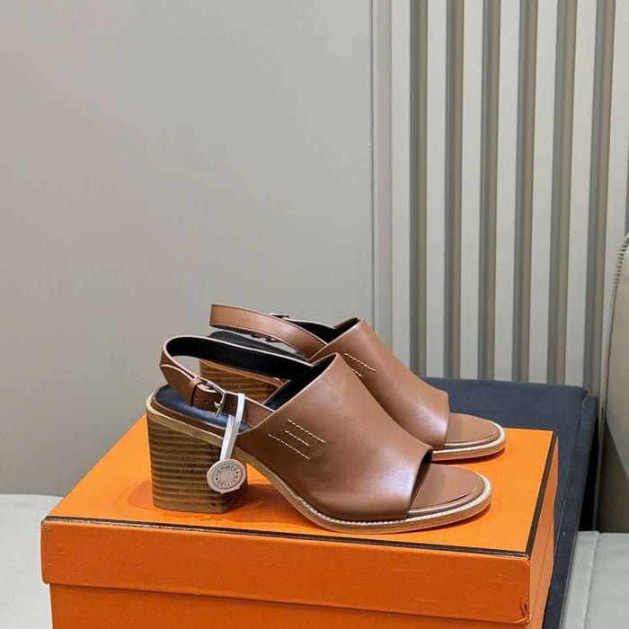 Giày Sandal Hermes Hở Mũi Da Thật Like Auth Dùng Đi Chơi Đi Tiệc