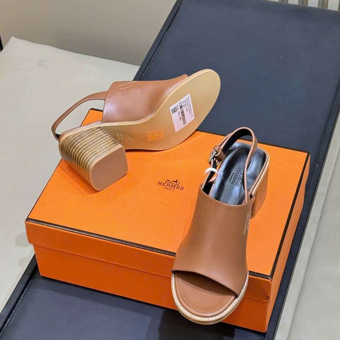 Giày Sandal Hermes Hở Mũi Da Thật Like Auth Dùng Đi Chơi Đi Tiệc