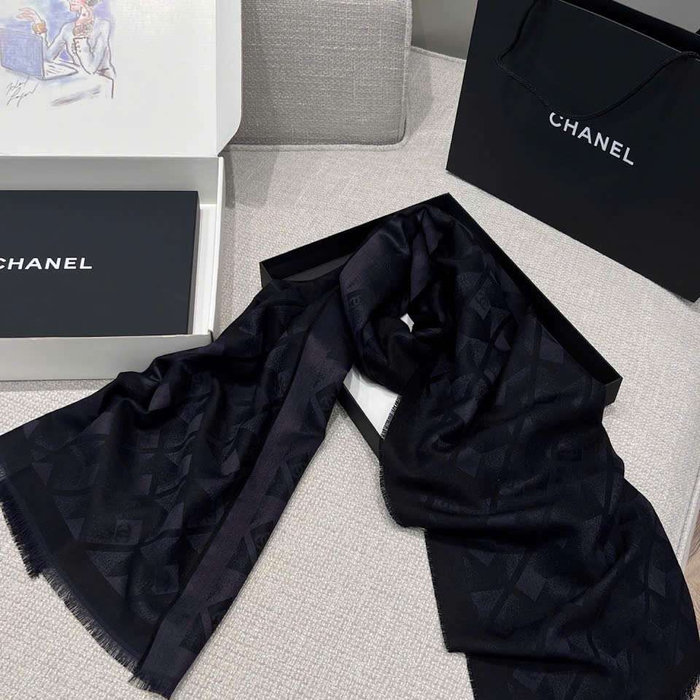 Khăn Choàng Chanel Lụa Cashmere Cao Cấp Sang Trọng Hợp Mùa Thu Đông