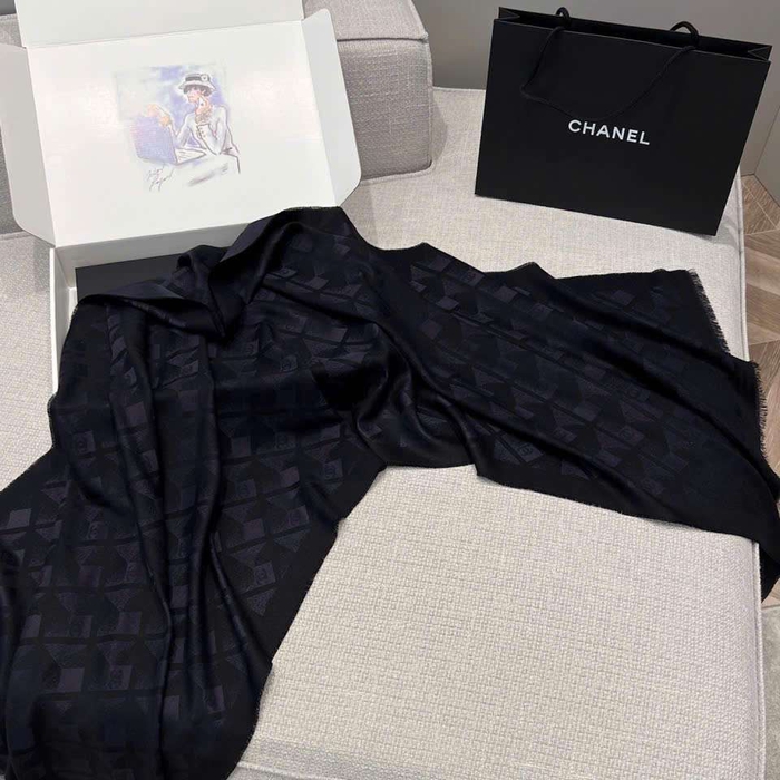 Khăn Choàng Chanel Lụa Cashmere Cao Cấp Sang Trọng Hợp Mùa Thu Đông