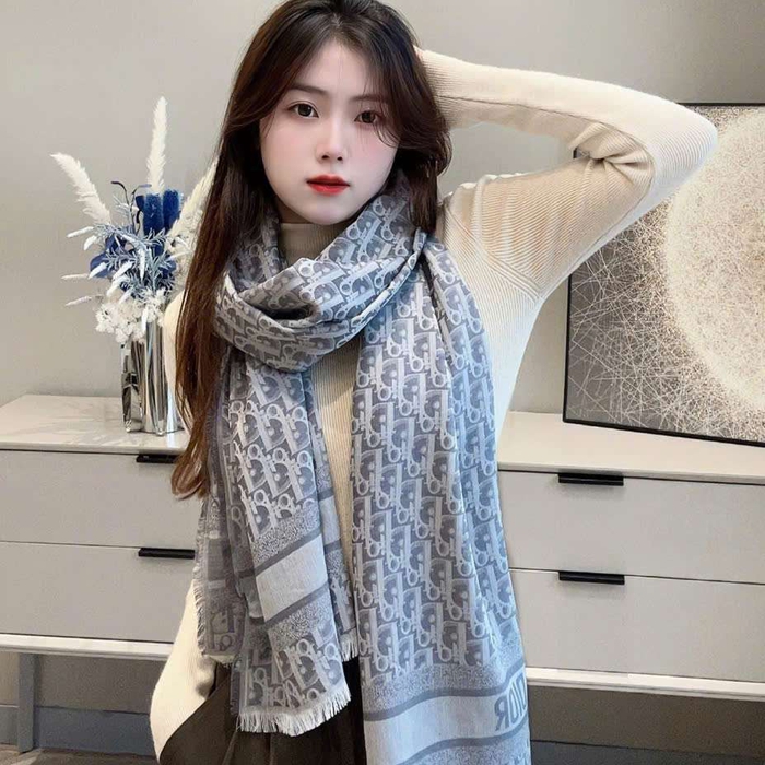 Khăn Dior Nữ Họa Tiết Oblique Bản Lớn Mềm Nhẹ Thanh Lịch
