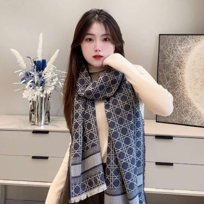 Shop Khăn Quàng Dior Dáng Dài Họa Tiết Cannage Oblique VIP 1:1 Tại Đà Nẵng