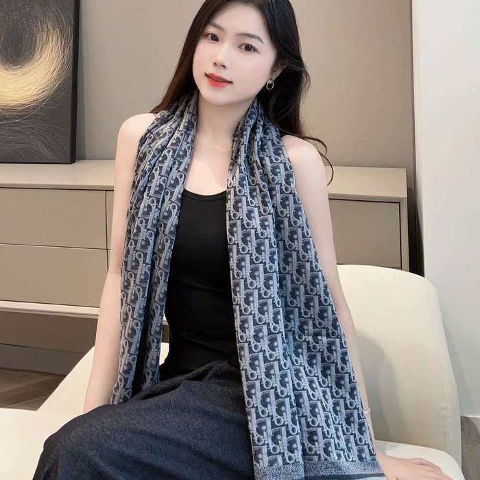 Shop Khăn Quàng Dior Dáng Dài Họa Tiết Cannage Oblique VIP 1:1 Tại Đà Nẵng