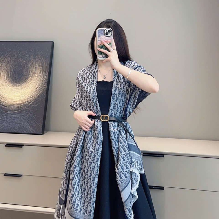 Shop Khăn Quàng Dior Dáng Dài Họa Tiết Cannage Oblique VIP 1:1 Tại Đà Nẵng