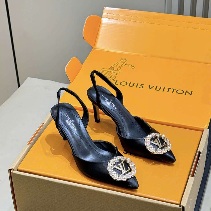 Shop Giày Sandal LV Chất Liệu Satin Đính Đá Siêu Cấp VIP Tại Hải Dương