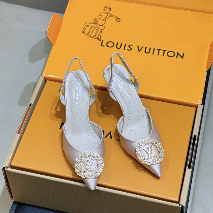 Shop Giày Sandal LV Chất Liệu Satin Đính Đá Siêu Cấp VIP Tại Hải Dương