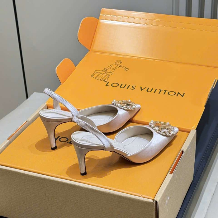 Shop Giày Sandal LV Chất Liệu Satin Đính Đá Siêu Cấp VIP Tại Hải Dương