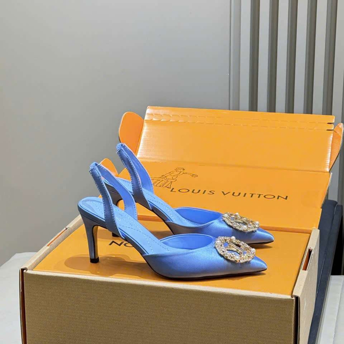 Shop Giày Sandal LV Chất Liệu Satin Đính Đá Siêu Cấp VIP Tại Hải Dương