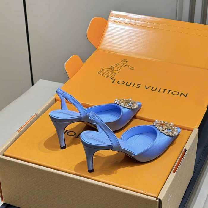 Shop Giày Sandal LV Chất Liệu Satin Đính Đá Siêu Cấp VIP Tại Hải Dương