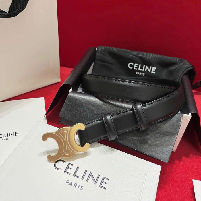 Thắt lưng Celine Triomphe da bê bản Vip khóa vàng tại shop Hà Nội