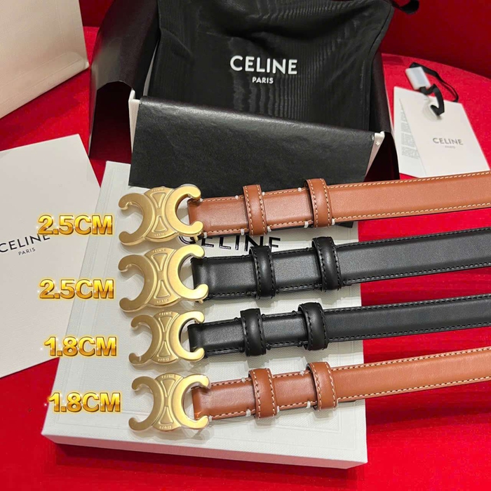 Thắt lưng Celine Triomphe da bê bản Vip khóa vàng tại shop Hà Nội