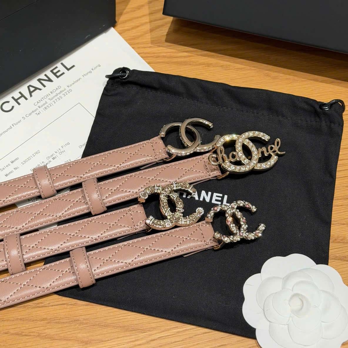 Thắt Lưng Chanel Nữ Da Cừu Khóa Đính Đá Sang Trọng Cao Cấp