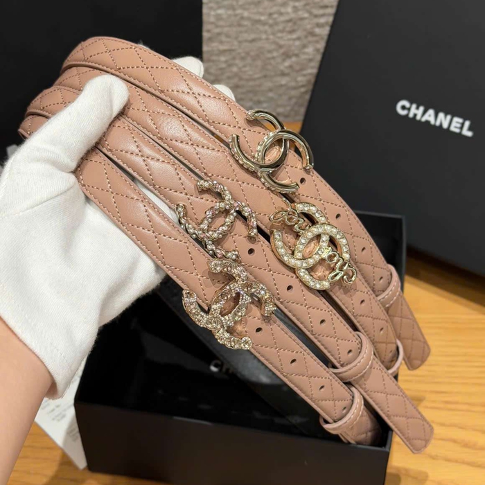 Thắt Lưng Chanel Nữ Da Cừu Khóa Đính Đá Sang Trọng Cao Cấp