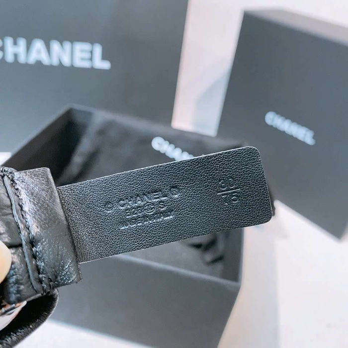 Thắt Lưng Chanel Cao Cấp Da Cừu Khóa Đính Ngọc Trai Sang Trọng