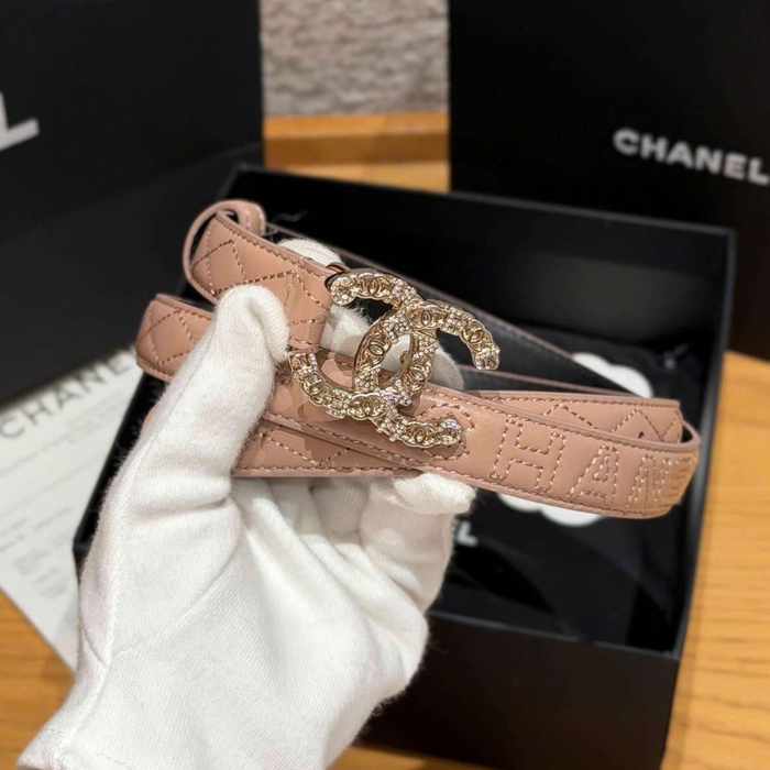Thắt Lưng Chanel Nữ Da Cừu Khóa Đính Đá Sang Trọng Cao Cấp