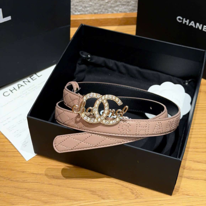 Thắt Lưng Chanel Nữ Da Cừu Khóa Đính Đá Sang Trọng Cao Cấp