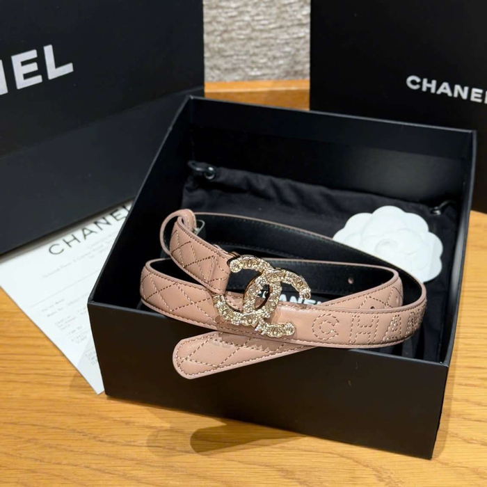 Thắt Lưng Chanel Nữ Da Cừu Khóa Đính Đá Sang Trọng Cao Cấp