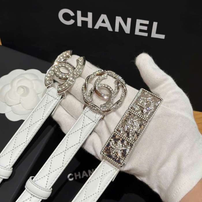 Thắt Lưng Chanel Nữ Da Cừu Khóa Đính Đá Sang Trọng Cao Cấp