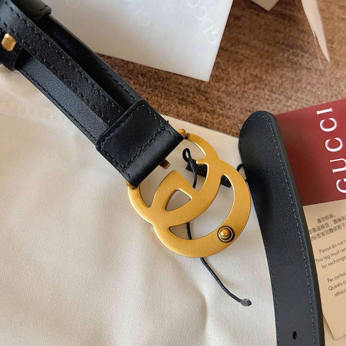 Thắt Lưng Gucci Màu Đen Da Bê Khóa Vàng Thanh Lịch Cho Nữ