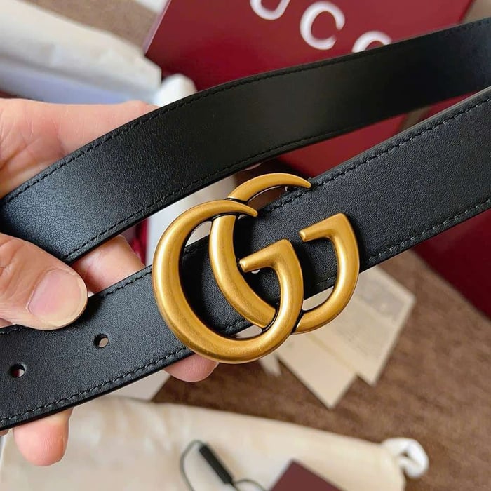 Thắt Lưng Gucci Màu Đen Da Bê Khóa Vàng Thanh Lịch Cho Nữ