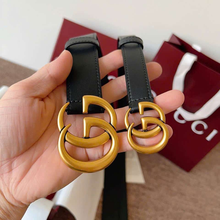 Thắt Lưng Gucci Màu Đen Da Bê Khóa Vàng Thanh Lịch Cho Nữ