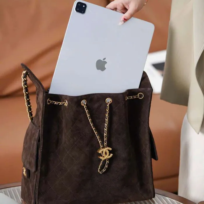 Túi Chanel Hobo 25k Da Lộn Màu Nâu Size 40