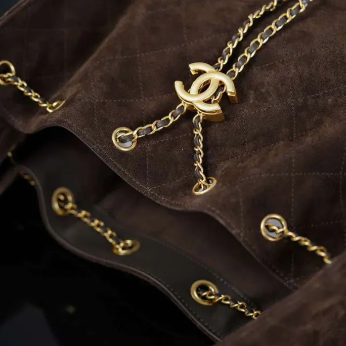 Túi Chanel Hobo 25k Da Lộn Màu Nâu Size 40