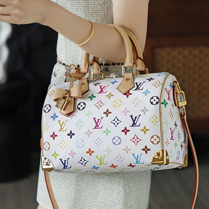Túi Lv Speedy 25 Monogram Nền Trắng Đi Du Lịch Gọn Nhẹ Dễ Mang