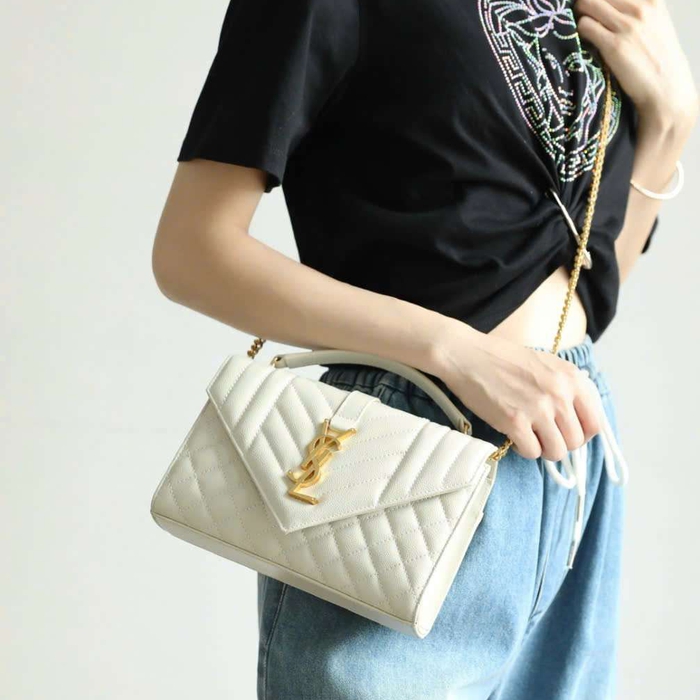 Túi Ysl Envelope Luxury Da Bê Màu Trắng Dùng Khi Đi Chơi