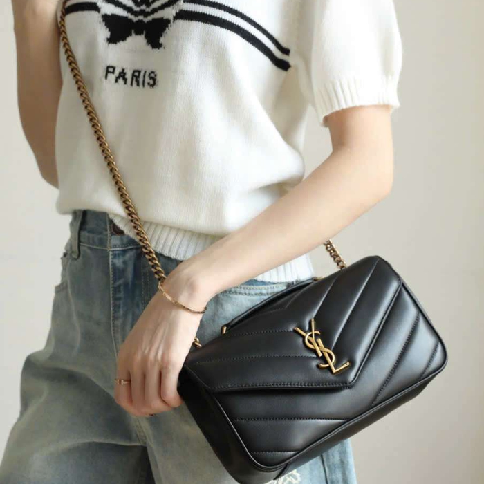 Túi Ysl Lou Lou Da Cừu Màu Đen Like Auth Đi Chơi Sang Chảnh