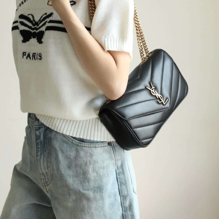 Túi Ysl Lou Lou Da Cừu Màu Đen Like Auth Đi Chơi Sang Chảnh
