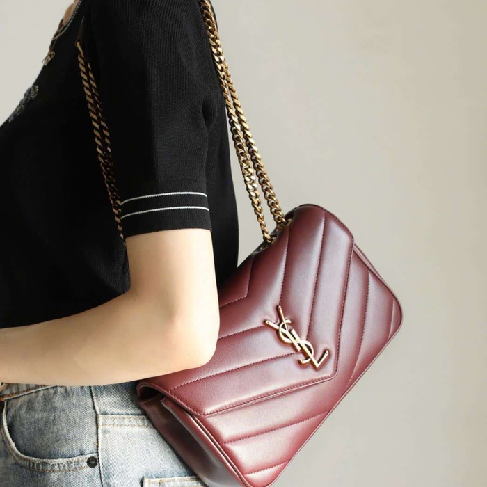 Túi Ysl LouLou Màu Đỏ Đậm Luxury Phong Cách Tối Giản Tinh Tế