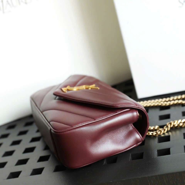 Túi Ysl LouLou Màu Đỏ Đậm Luxury Phong Cách Tối Giản Tinh Tế
