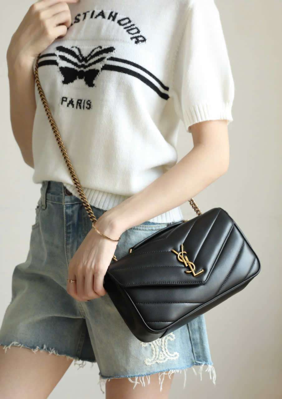Túi Ysl Lou Lou Da Cừu màu đen Like Auth Size 24 Túi Ysl Lou Lou Da Cừu màu đen Like Auth Size 24