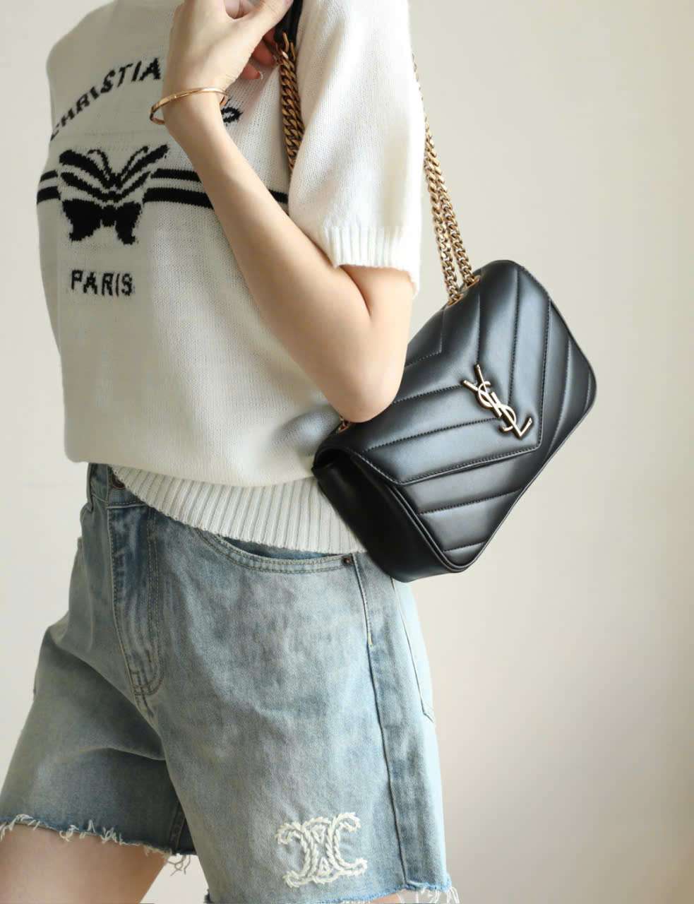Túi Ysl Lou Lou Da Cừu màu đen Like Auth Size 24 Túi Ysl Lou Lou Da Cừu màu đen Like Auth Size 24