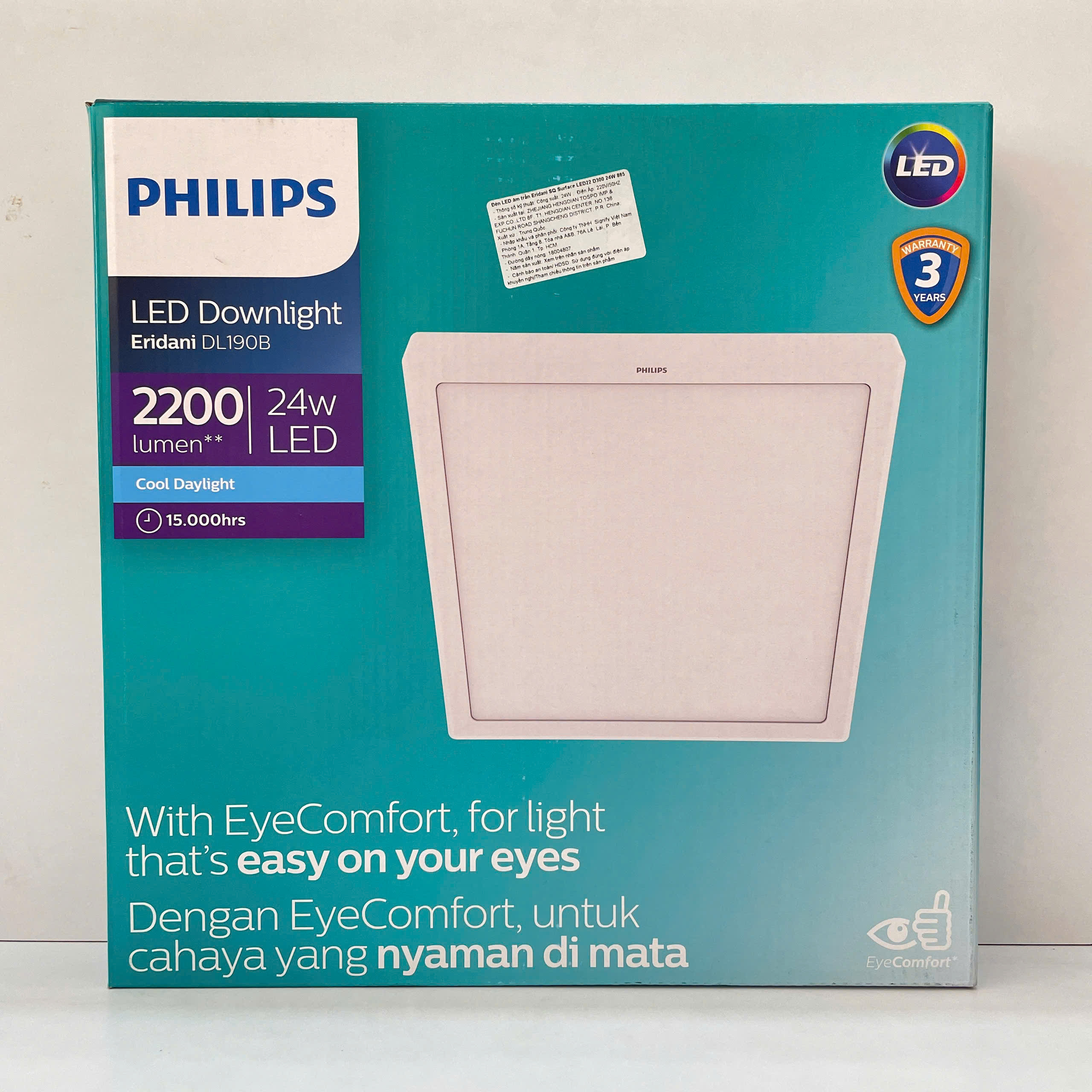 Đèn Led ốp nổi vuông downlight Philips Eridani SQ Surface LED22/NW D300