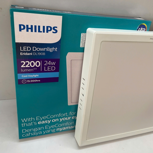✨ Trải Nghiệm Ánh Sáng Tinh Hoa: Khám phá Đèn Led ốp nổi vuông downlight Philips Eridani SQ Surface LED22/NW D300 24W 840 2200lm 4000K – Nâng Tầm Không Gian Sống!