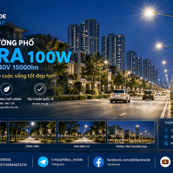 [Philips Inside] Đèn LED Chiếu Sáng Đường Phố Citilight CTL421RA 100W LED150 WW/NW/CW 220-240V 15000LM